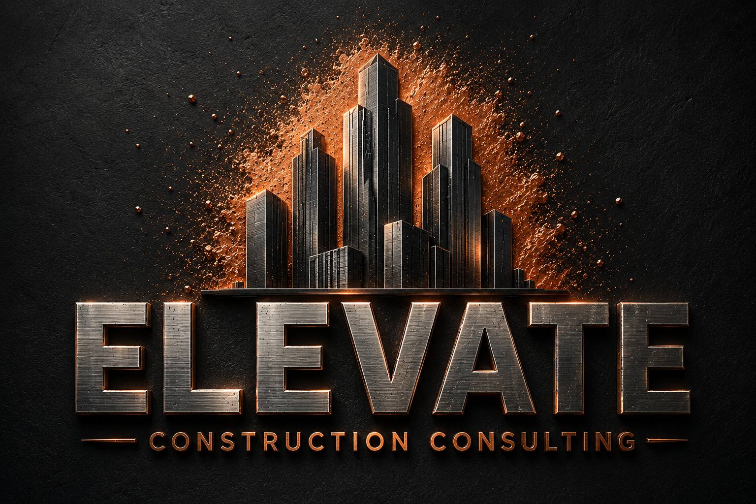 Elevate skyline artwork — metallic copper construction silhouette